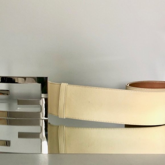 Fendi Zucca Logo FF Leather Oversized Waist Belt